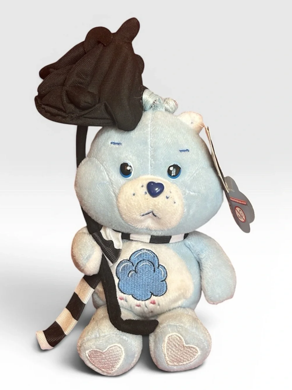 Rare Hard to Find Y2K NWT Care Bear Grumpy Bear Black Umbrella & Scarf 2006 8”